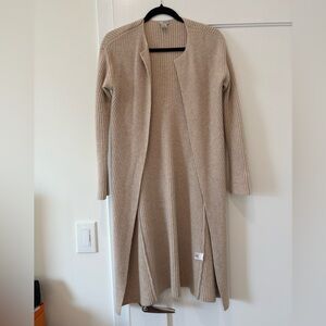 Halogen long ribbed cashmere cardigan